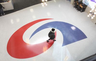 student walking inside